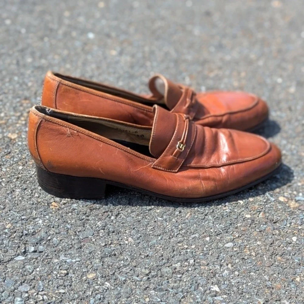 Vintage Gucci Horsebit Loafers Brown Leather GG Made in Italy EU 43 M